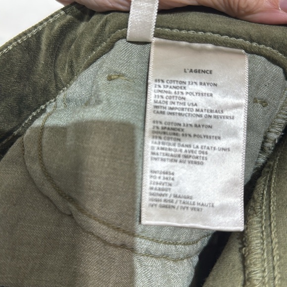 L’AGENCE Paris Women’s High Rise Skinny Dark Olive Margot Pants Size 28 - Picture 9 of 10